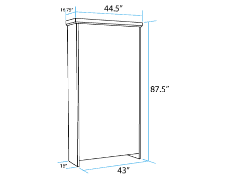 Vertical Twin Long Murphy Bed Closed Dimensions - The Wallbed Factory