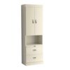 Wall Bed Bookcase With Top Doors Bottom Drawers In White With Shaker Styling - The Wallbed Factory