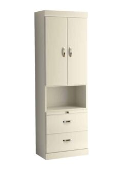 Wall Bed Bookcase With Top Doors Bottom Drawers In White With Shaker Styling - The Wallbed Factory